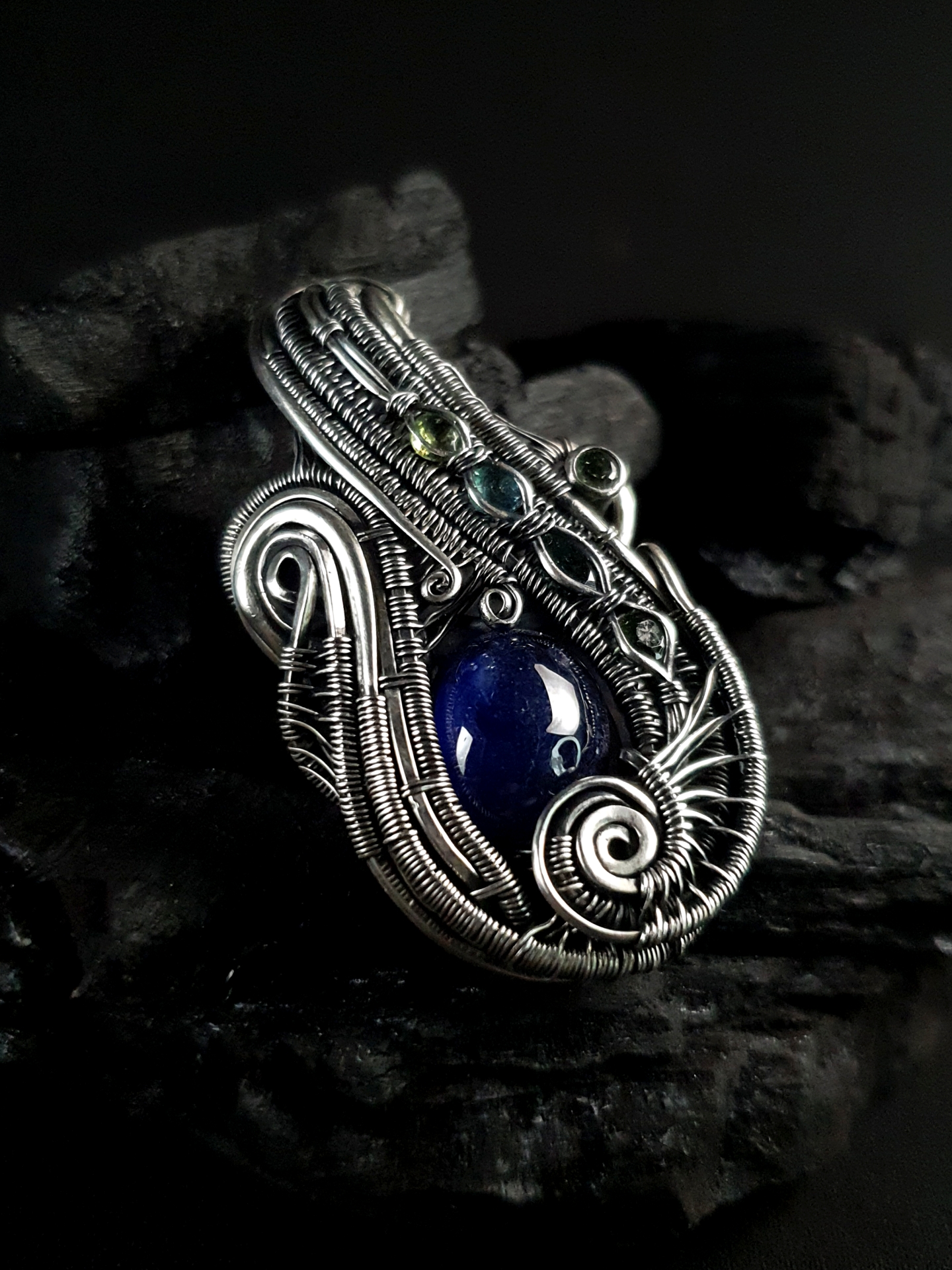 Sapphire Tourmaline & Silver pendant