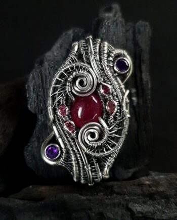 Ruby Tourmaline Amethyst & Silver pendant