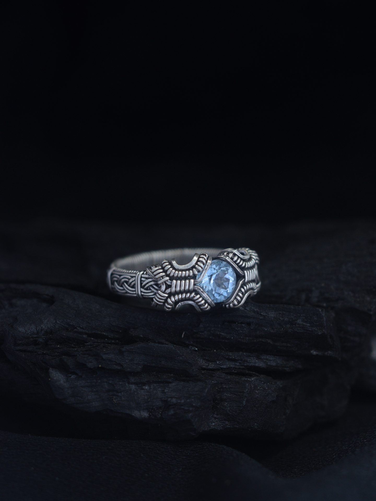 Blue Topaz Silver Wire Ring