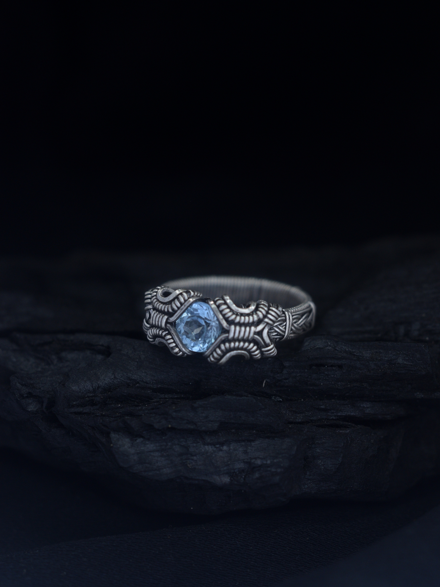 Blue Topaz Silver Wire Ring