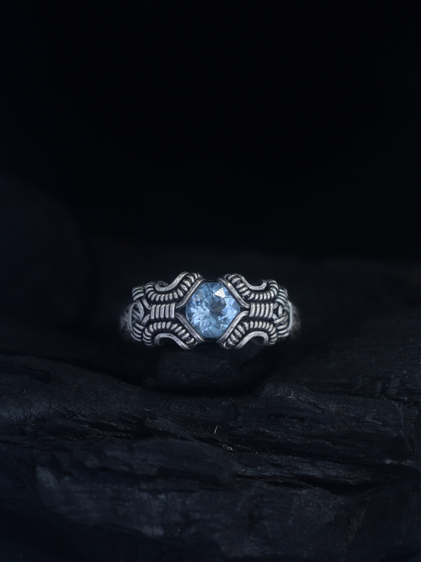 Blue Topaz Silver Wire Ring