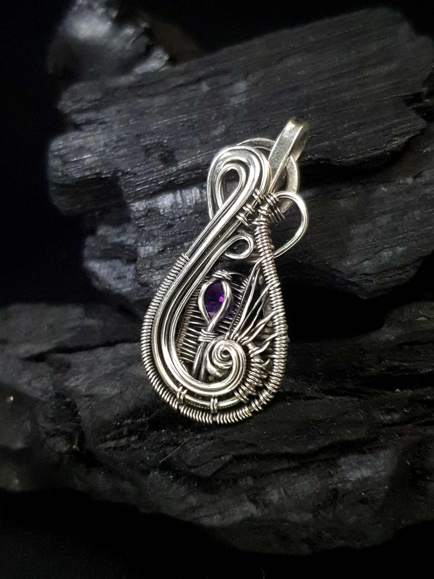 Amethyst & Silver Small Pendant