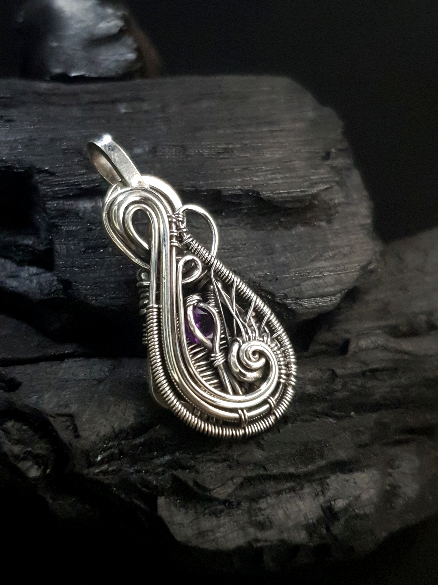 Amethyst & Silver Small Pendant