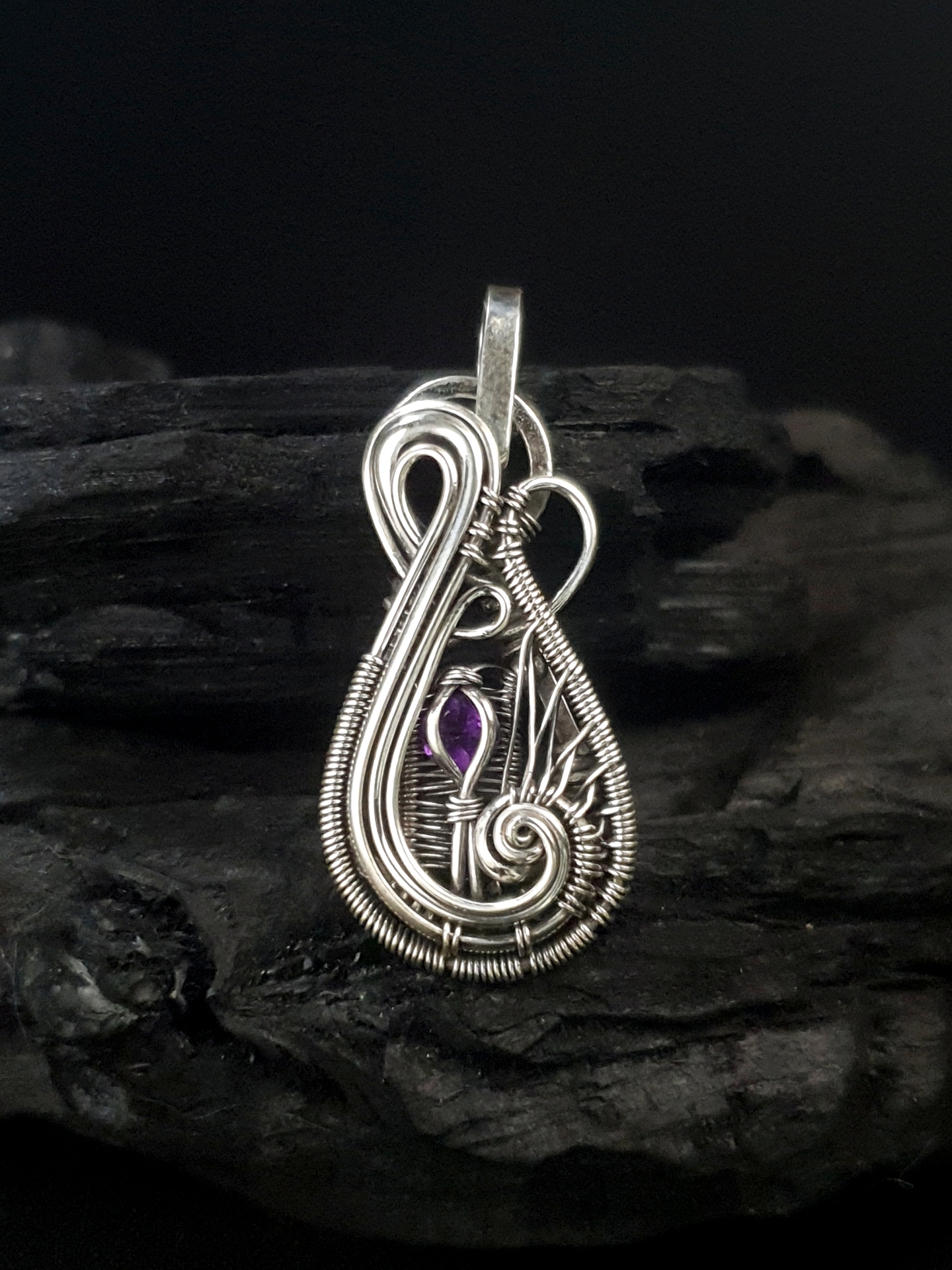 Amethyst & Silver Small Pendant