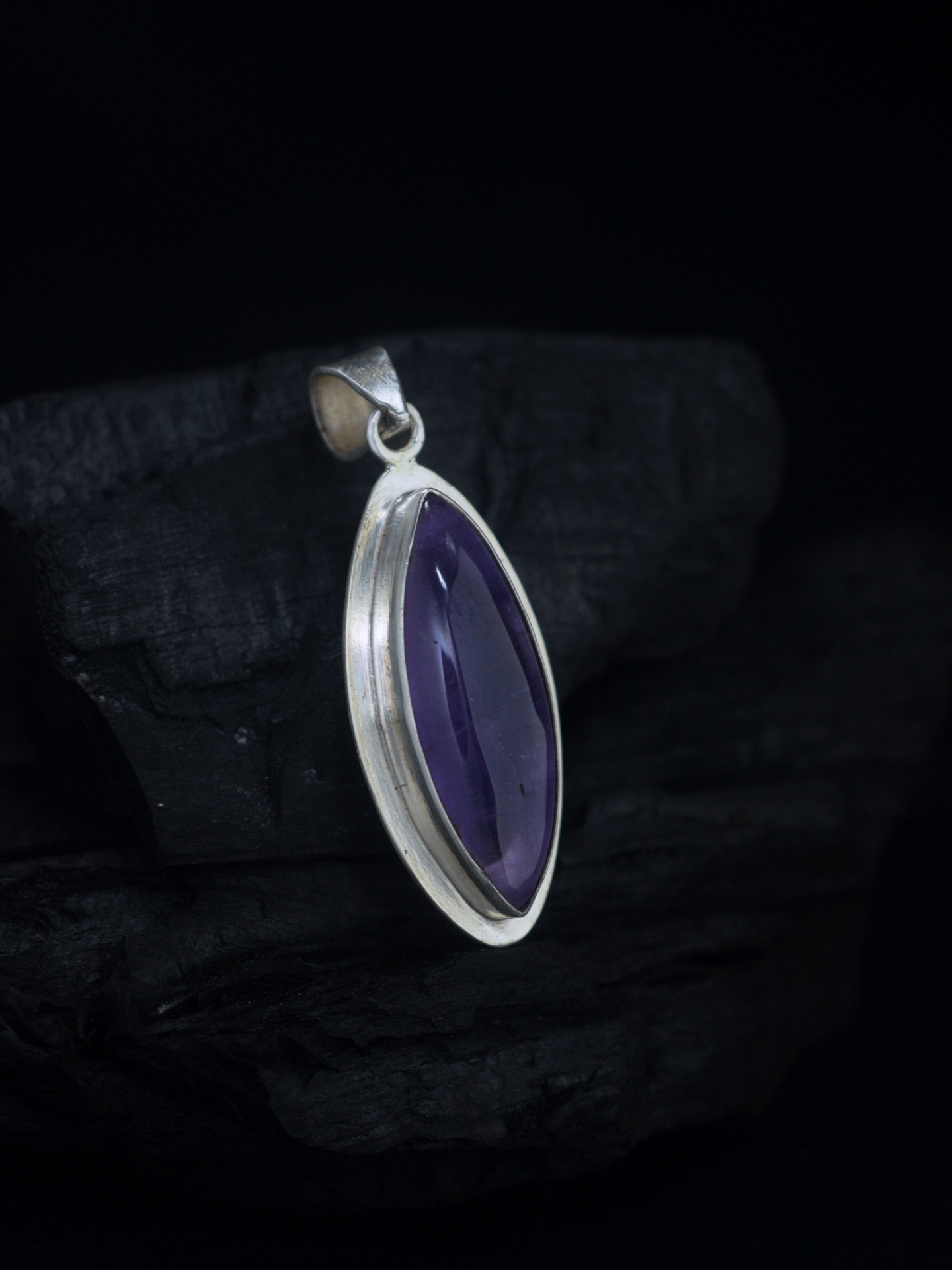 Marquise - Amethyst Silver Pendant