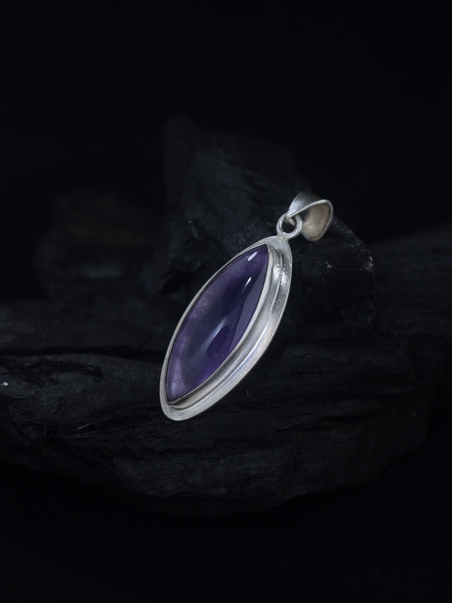 Marquise - Amethyst Silver Pendant