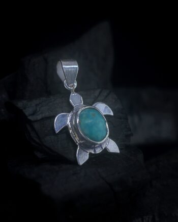 Turtle Turquoise Silver Pendant