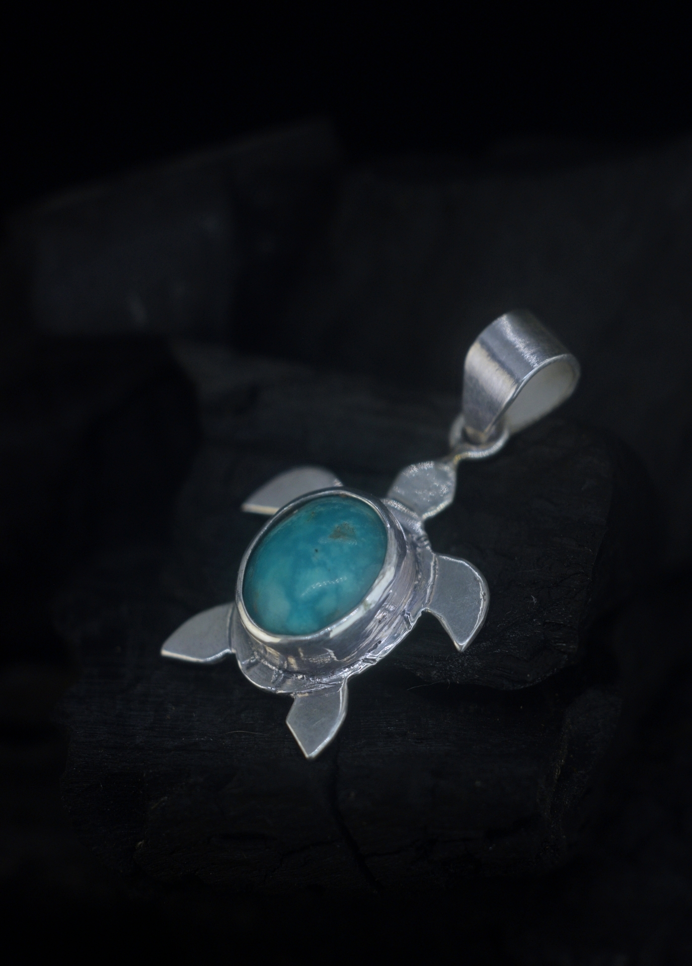 Turtle Turquoise Silver Pendant