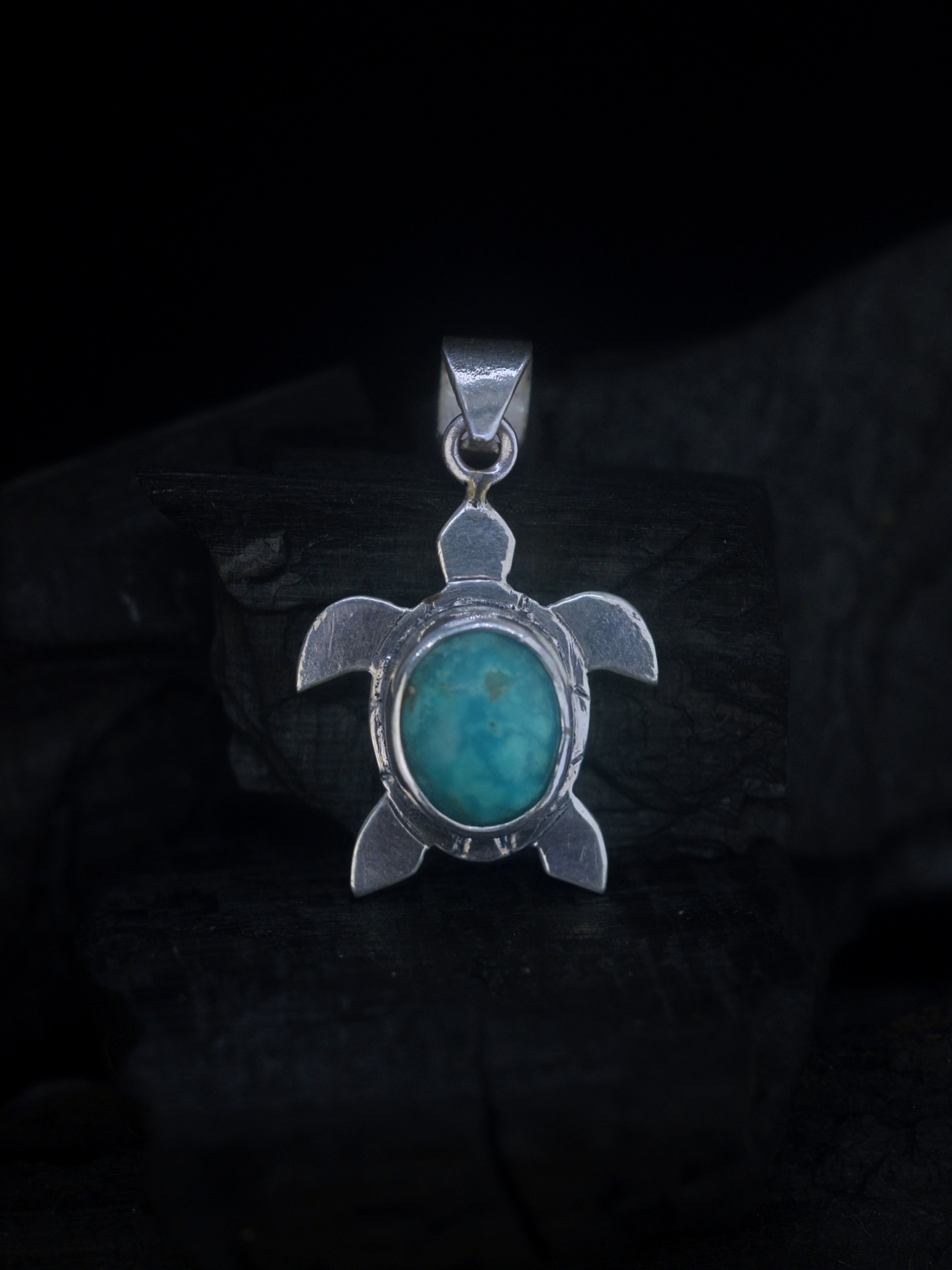 Turtle Turquoise Silver Pendant